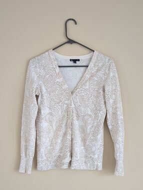 XS Cotton Gap Factory Button Front Patterned Cardigan